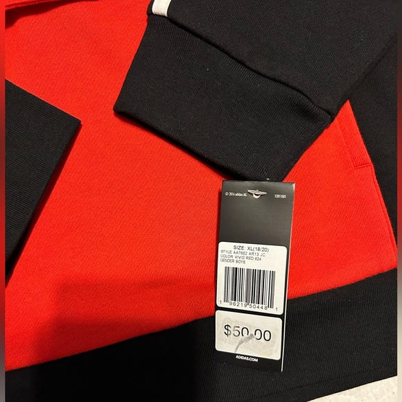 NWT ADIDAS - Red & Black Hoodie - Picture 3 of 4